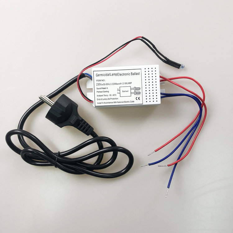220v UV Ballast 2x9w Uv Electronic Ballast for Germicidal Lamp Customize Plug And Cable