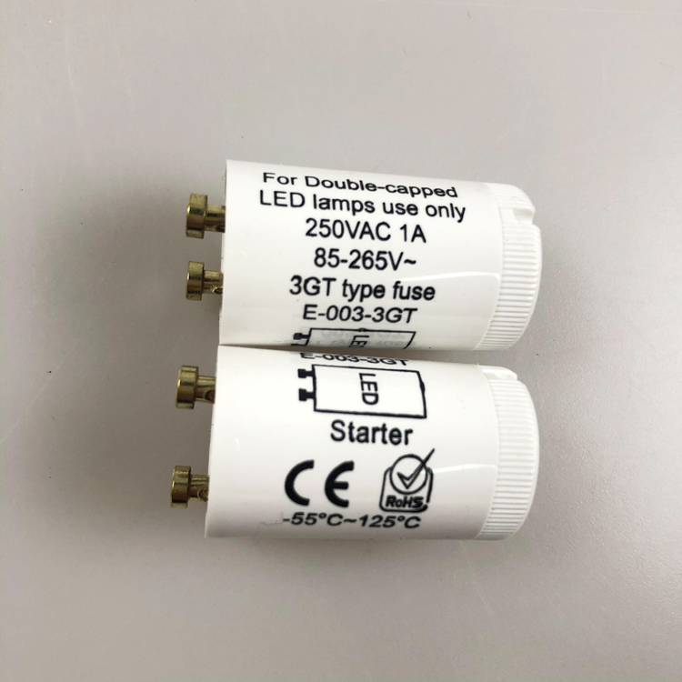Copper Pin Led Starter with Fuse for Led T8 Lamp 250V 1A