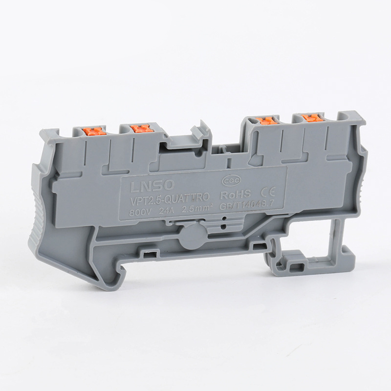 PT2.5-QUATTRO two in two out quick connect terminal spring insertion type tool free din rail terminal block