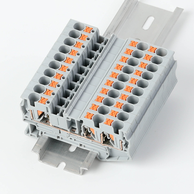 PT4-TWIN 1 in 2 out push button replace phoenix NS35 din rail terminal block CE certification