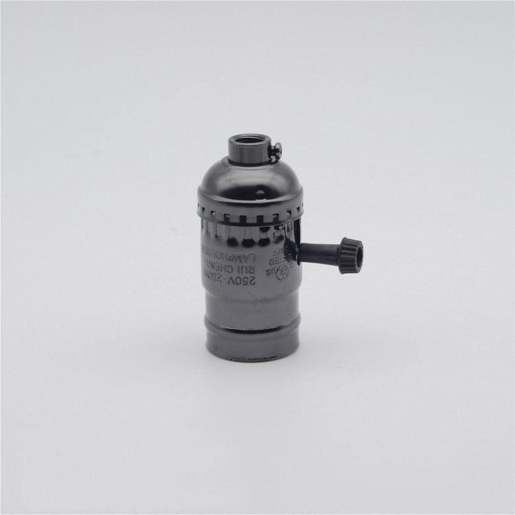 E27E26 Large Screw Aluminum Zipper Switch Retro Lamp Holder Pearl Black Lamp Holder