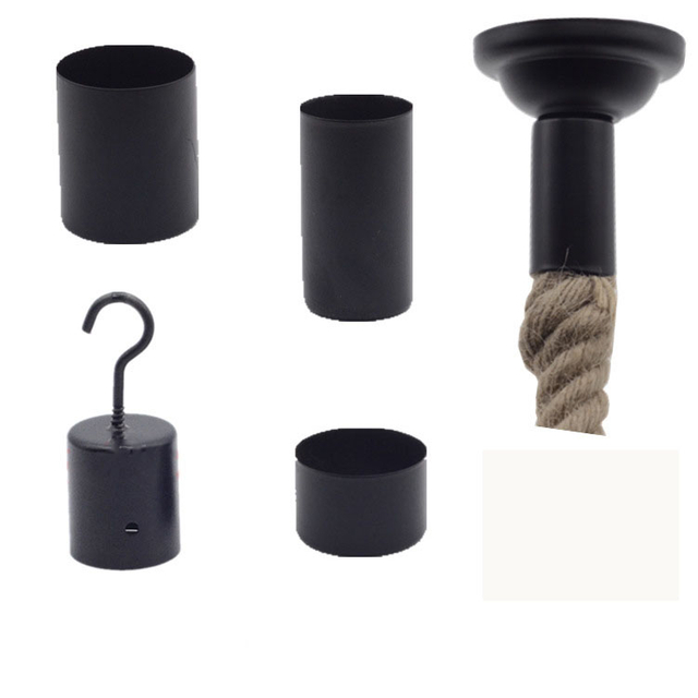Retro Lamp Holder Lamp Cup Hemp Rope Casing Hook Decoration Fixed Lamp Cup Black Lighting Fixture Accessories