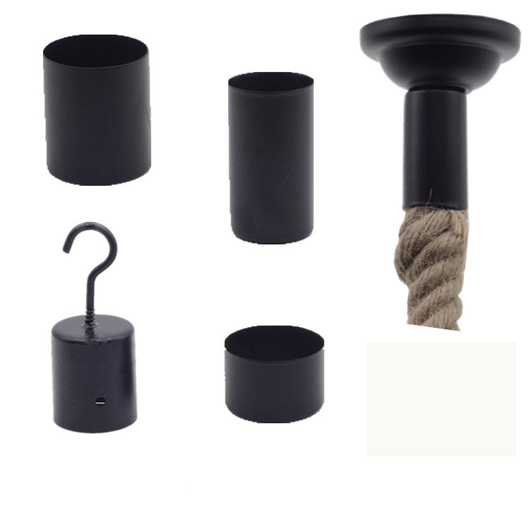 Retro Lamp Holder Lamp Cup Hemp Rope Casing Hook Decoration Fixed Lamp Cup Black Lighting Fixture Accessories