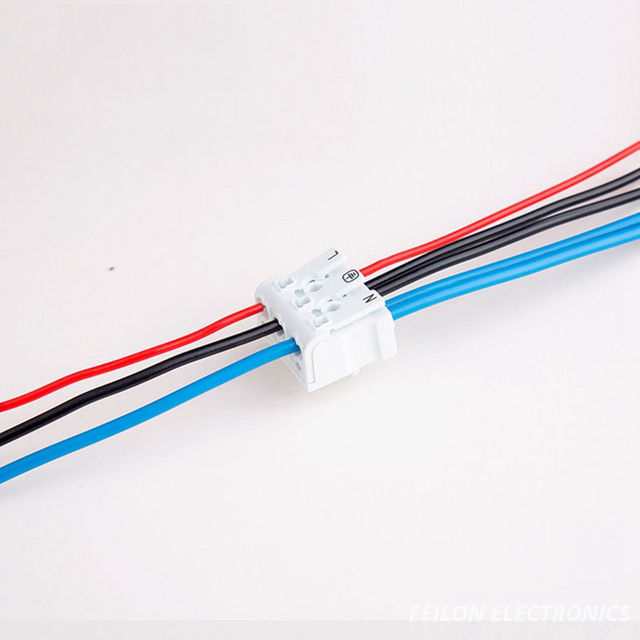 DIY 923-3B P02 Screwless Terminal Block | 16A 3-Position Push-button Wire Connector for LED Light Fixtures