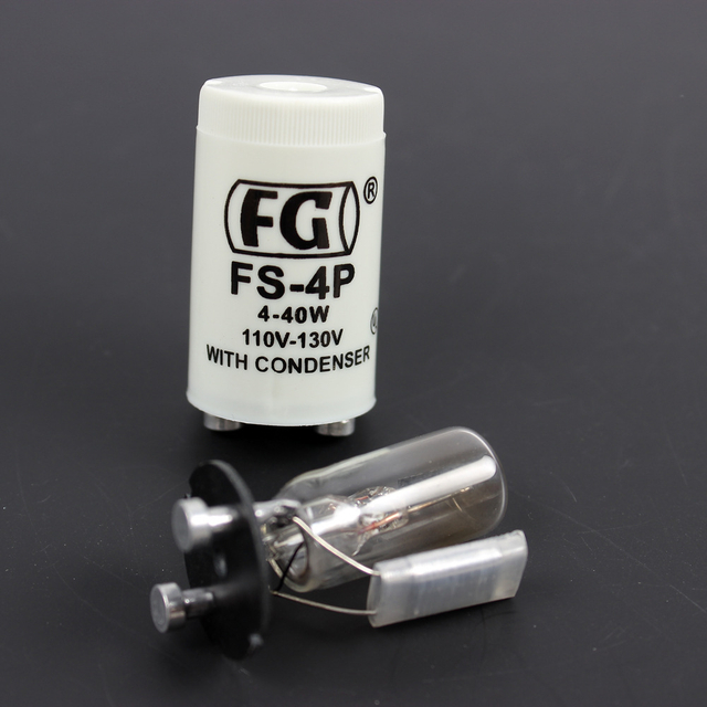 FS-4P 110-130V 4-40W Fluorescent Bulb Starter with Condenser