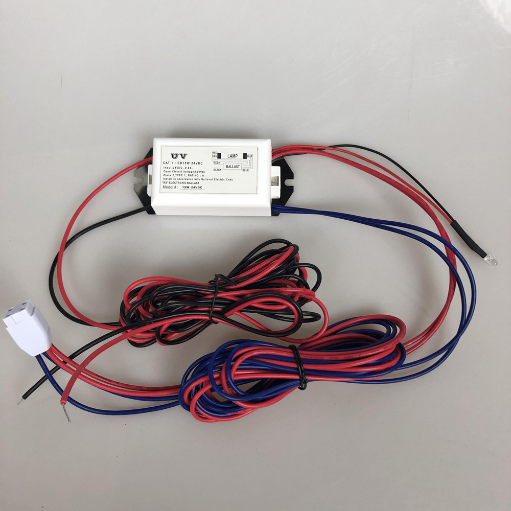 24v Dc Power Supply Uv Ballast for 15w Uv Lamp Accept Customized Wire Length