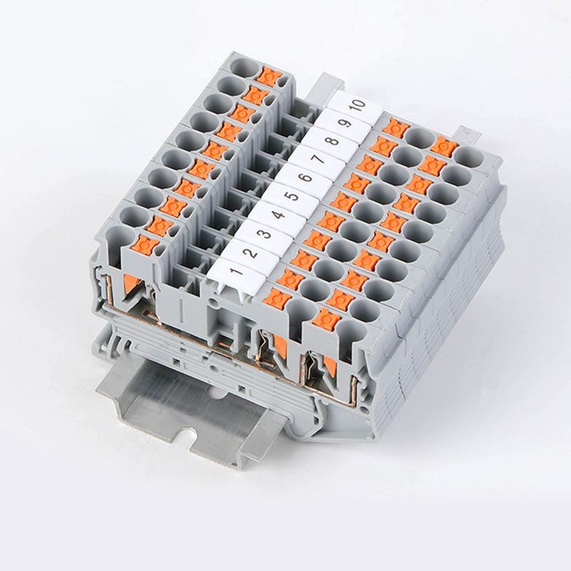 PT2.5-TWIN Din Rail Type Spring Terminal Block Tool Free Connection Flame Retardant Direct Insertion Terminal Block One in Two Out Terminal Connector