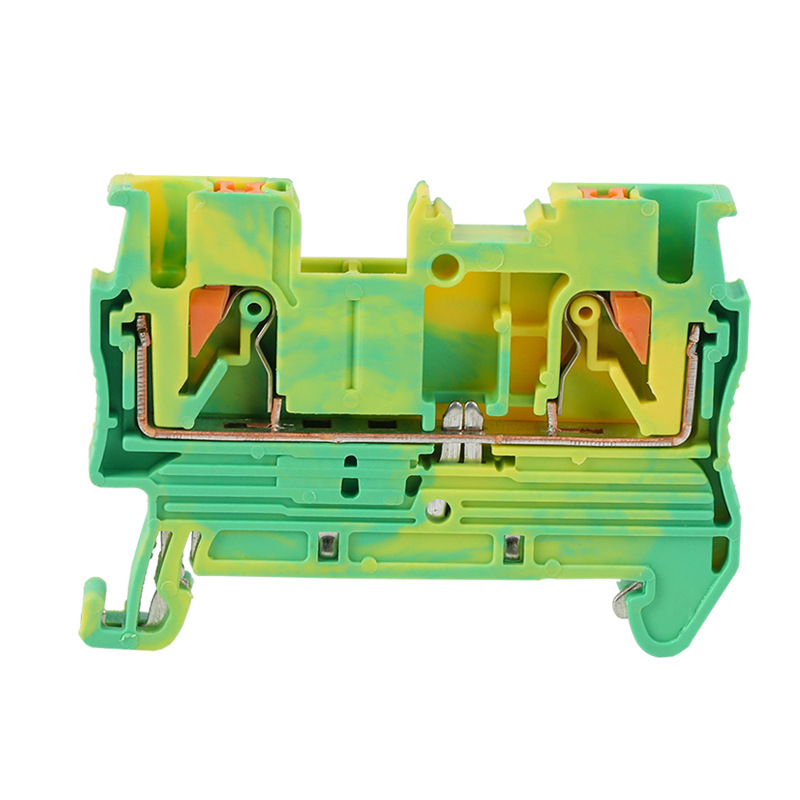 PT2.5-PE Yellow Green Spring Grounding Terminal Block Quick Insertion Type Tool Free Wiring PT2.5 Grounding din rail Terminal Connector
