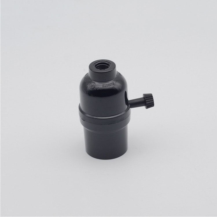 E27E26 Large Screw Aluminum Zipper Switch Retro Lamp Holder Pearl Black Lamp Holder
