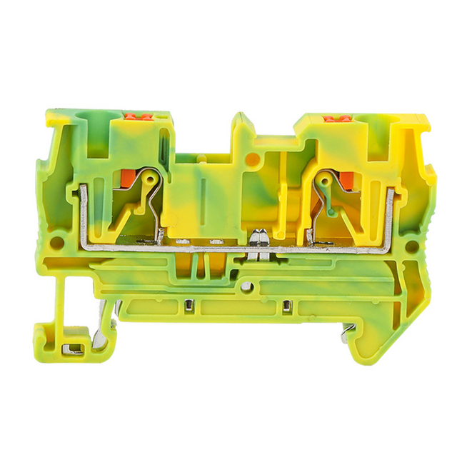 PT4-PE Push in Spring Direct Insertion Wiring Yellow Green Color Grounding NS35 Din Rail Terminal Block