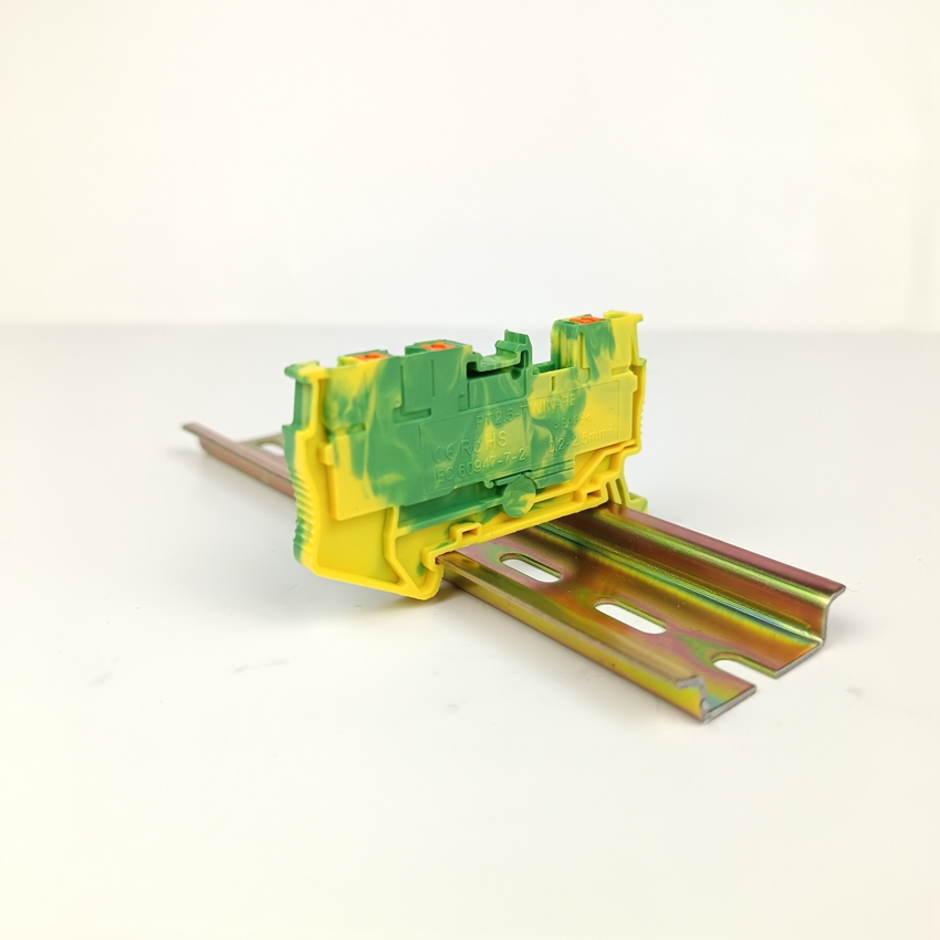 PT2.5-TWIN-PE Replace Phoenix 1 in Two Out Grounding NS35 Din Rail Terminal Block 