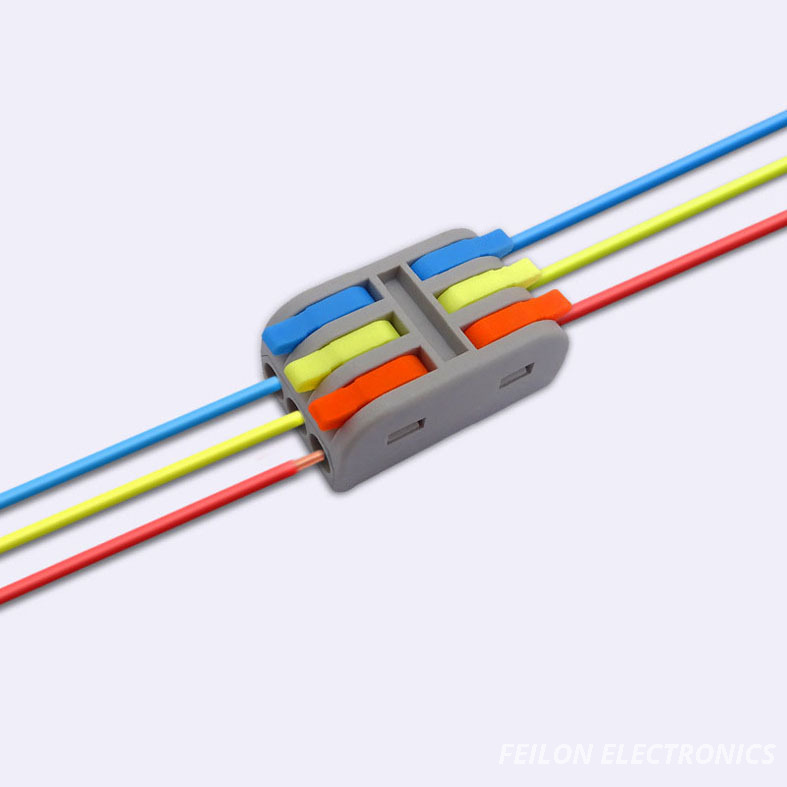 Mini PCT-2-3M Integrated Wire Connector, Three-Phase Conductor Butt Joint, 3-In-3-Out for Flexible Cords, Rated for 2.5mm² Wire Gauge