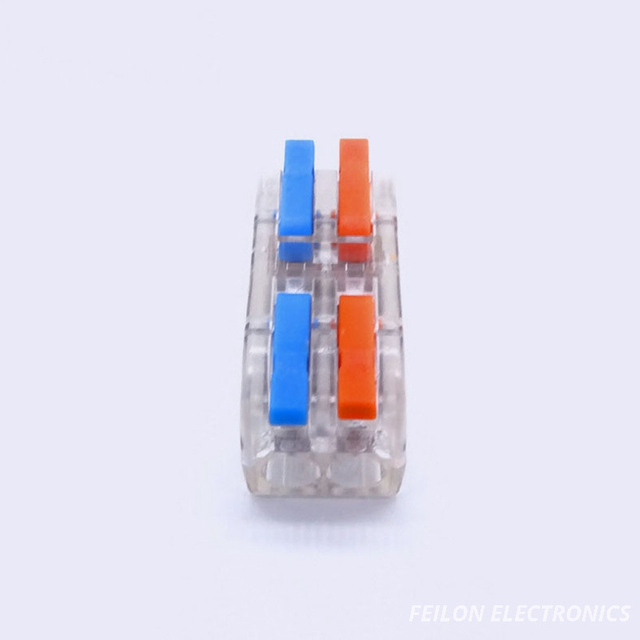 DIY PCT-2-2M Transparent Mini Size 2-Way 2-Outlet Terminal Block Soft/Hard Wire Quick Connector Junction Box Terminal Connector