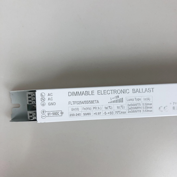0-10V Dimming 2x58w Electronic Ballast 2x54/55/58W Universal Dimmable Ballast