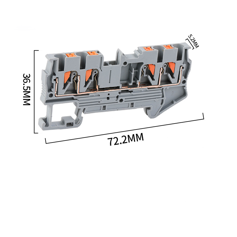 PT2.5-QUATTRO two in two out quick connect terminal spring insertion type tool free din rail terminal block