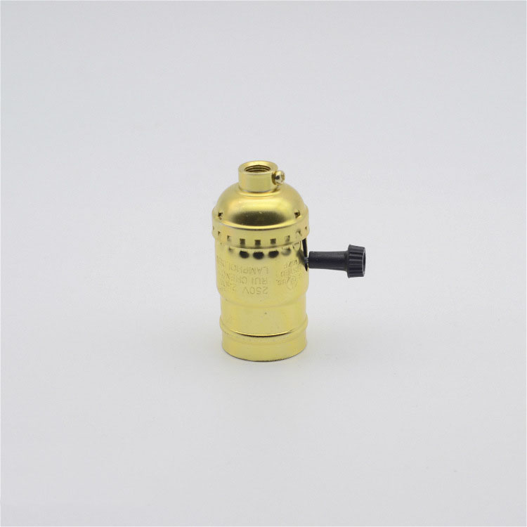 E27E26 Large Screw Aluminum Zipper Switch Retro Lamp Holder Pearl Black Lamp Holder
