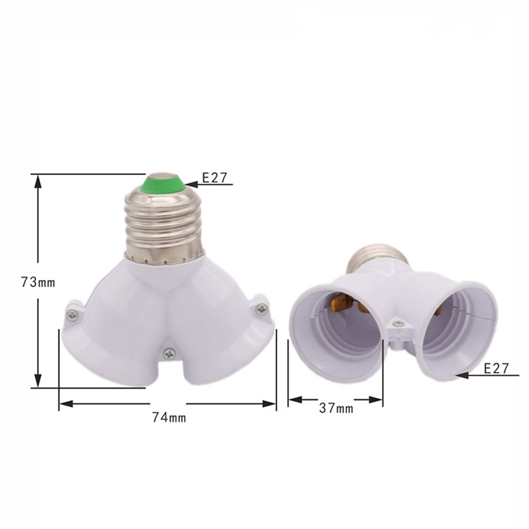 Wholesale E27 to 2E27 Lamp Holder One Point Two Lamp Holder Twin Lamp Socket E27 to Double Head
