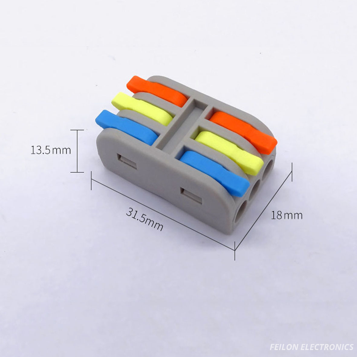 Mini PCT-2-3M Integrated Wire Connector, Three-Phase Conductor Butt Joint, 3-In-3-Out for Flexible Cords, Rated for 2.5mm² Wire Gauge
