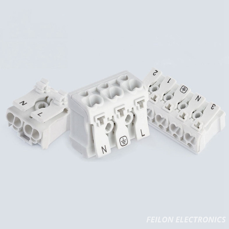 DIY 923-3B P02 Screwless Terminal Block | 16A 3-Position Push-button Wire Connector for LED Light Fixtures