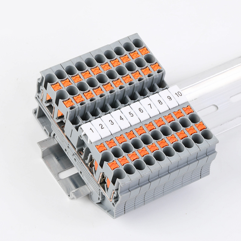 PT2.5-QUATTRO two in two out quick connect terminal spring insertion type tool free din rail terminal block