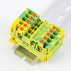 PT4-PE Push in Spring Direct Insertion Wiring Yellow Green Color Grounding NS35 Din Rail Terminal Block