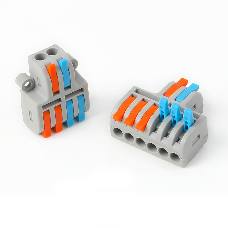 Mini Size 2 in 4 Out 3 in 6 Out Lever Nut Spring Wiring 32A High Current Junction Box Power Cable Spliter Fast Terminal Block Connector DF-42 DF-63