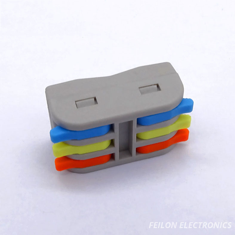 Mini PCT-2-3M Integrated Wire Connector, Three-Phase Conductor Butt Joint, 3-In-3-Out for Flexible Cords, Rated for 2.5mm² Wire Gauge