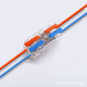 DIY PCT-2-2M Transparent Mini Size 2-Way 2-Outlet Terminal Block Soft/Hard Wire Quick Connector Junction Box Terminal Connector