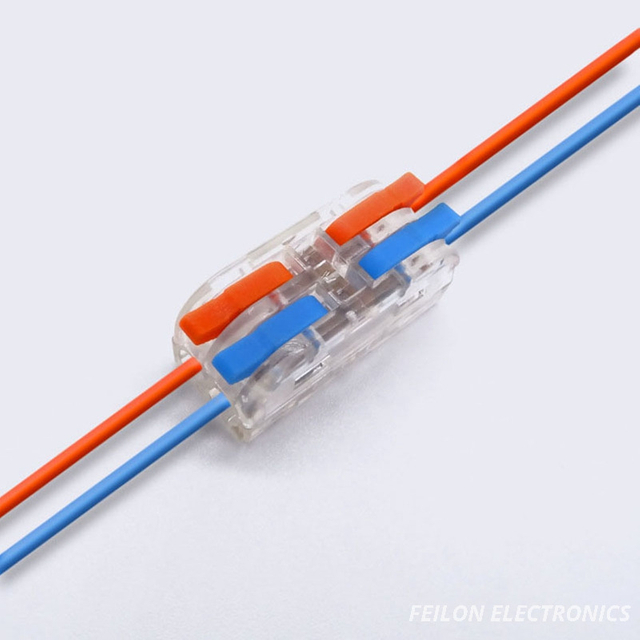 DIY PCT-2-2M Transparent Mini Size 2-Way 2-Outlet Terminal Block Soft/Hard Wire Quick Connector Junction Box Terminal Connector