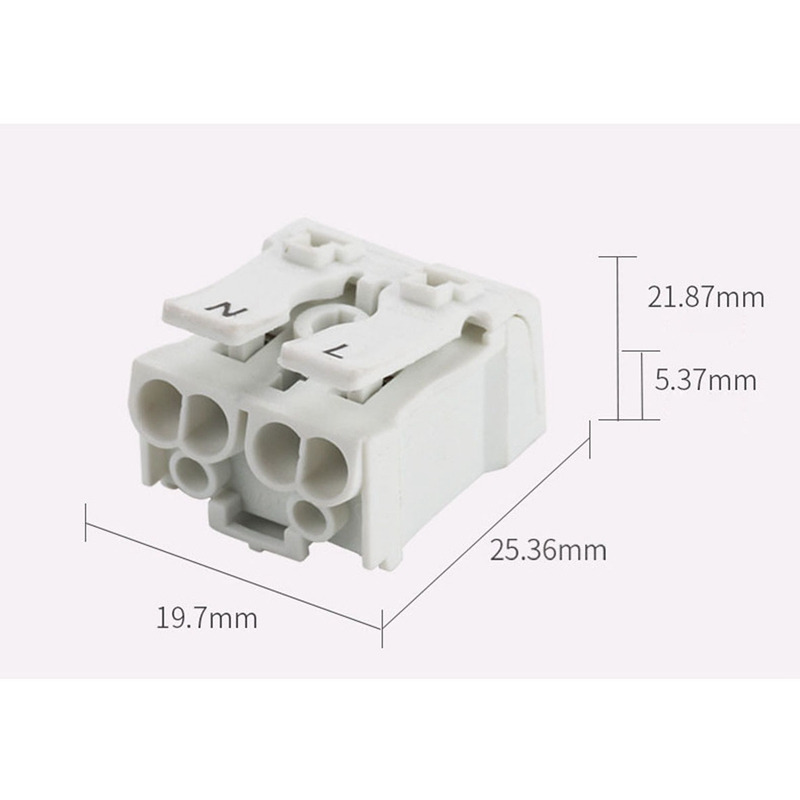 DIY 923-2B Button Press Type Screw-Free 2-Position P02 LED Lamp Quick Wiring Terminal Block