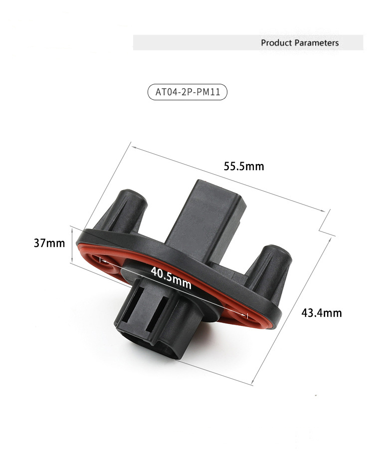 AT04-2P-PM11 Avnet Type 2-hole Wiring Harness Connector Flange Panel-mounted Black Plug DT06-2S