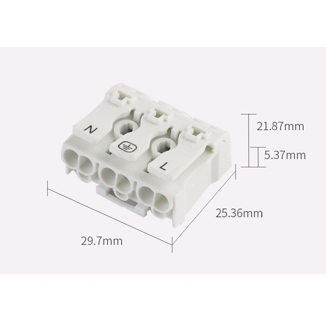 DIY 923-3B P02 Screwless Terminal Block | 16A 3-Position Push-button Wire Connector for LED Light Fixtures
