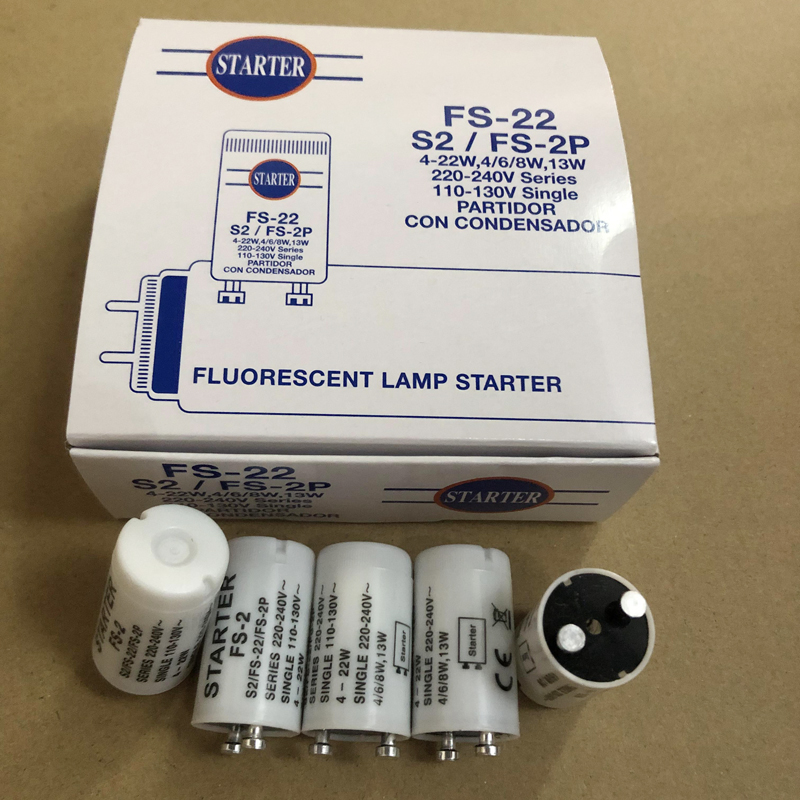 S2/FS-22/FS-2P FLUORESCENT STARTERS 4-22W Series 220-240V/Single 110-130v CE Ceritificated