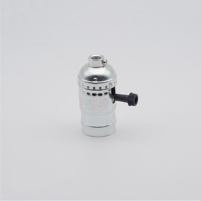 E27E26 Large Screw Aluminum Zipper Switch Retro Lamp Holder Pearl Black Lamp Holder