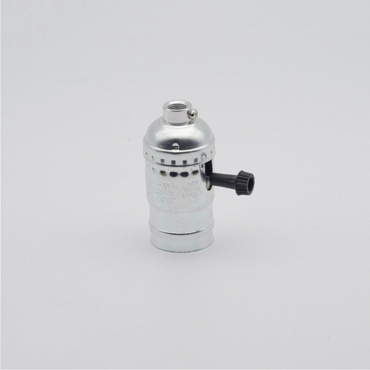 E27E26 Large Screw Aluminum Zipper Switch Retro Lamp Holder Pearl Black Lamp Holder