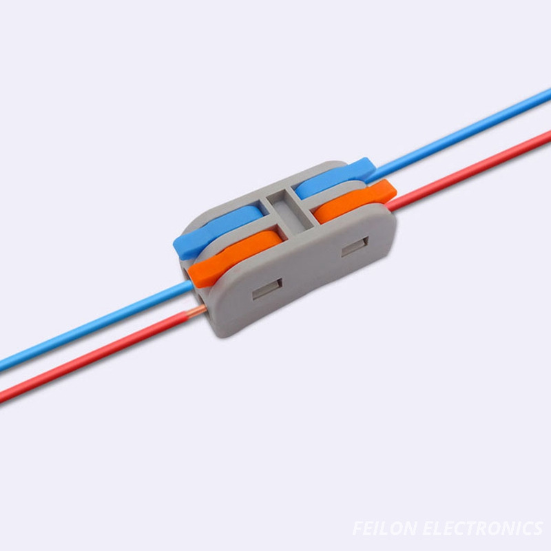 PCT-2-2M Mini Size Color Handle Quick Wiring Terminal | 4mm² Wire Connector | 2-in-2-out Design | Dedicated for Table Lamp Lighting Wiring