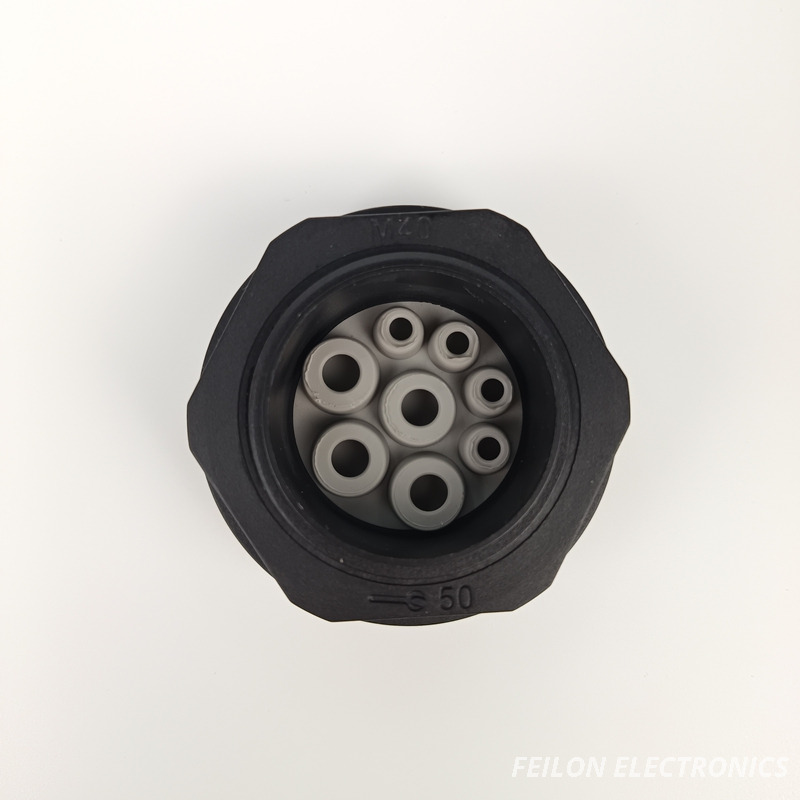 Icotek KEL-DPZ40/8 (CES-DPZ40/8, DPZ40/8) Round Multi-Membrane Cable Entry Base Plate, Grey-White Color , IP66/IP68, M40 Thread, Max 8 Cables