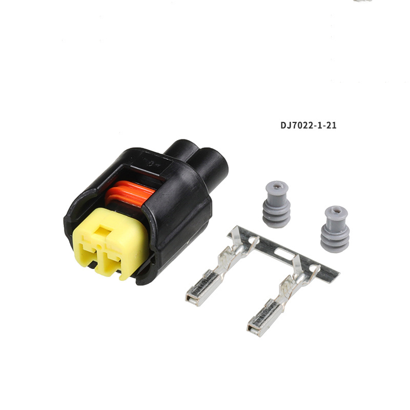 Automobile waterproof connector for 2-hole vehicle wiring harness connector plug cover with terminal plugs DJ7022-1-21
