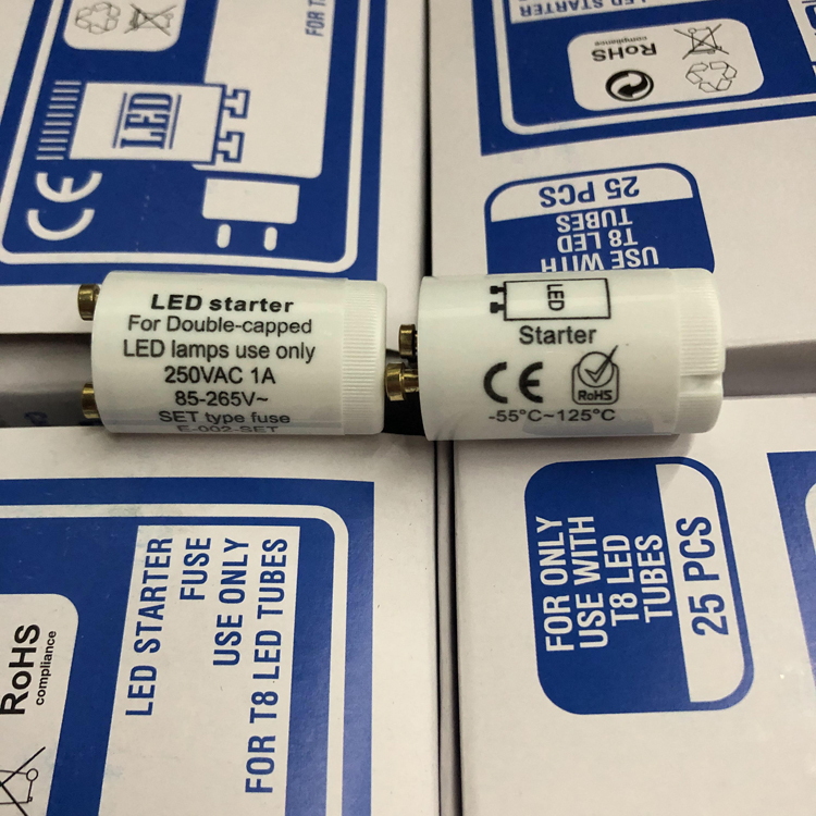 Copper Pin Led Starter with Fuse for Led T8 Lamp 250V 1A
