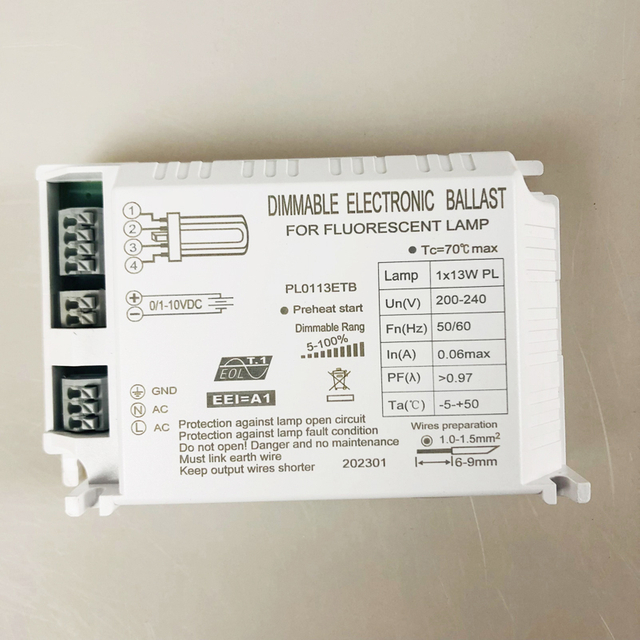 Dimmable Pl Electronic Ballast 0/1-10VDC 13W PL Lamp Dimmable Ballast 220-240V