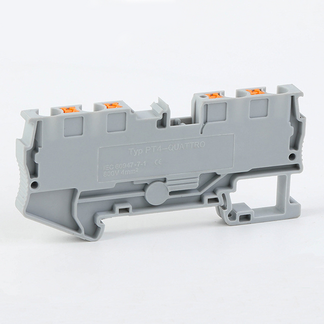 PT4 QUATTRO Two in Two Out Spring Plug-in Terminal Block Replace Phoenix Tool Free Push Button NS35 Din Rail Terminal Connector