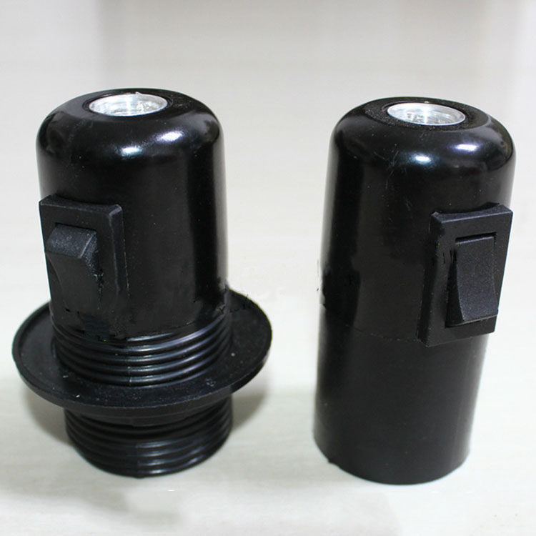 E27 Black Bakelite Lamp Holder with Button Switch DIY Lamp Holder Chandelier Lamp Holder