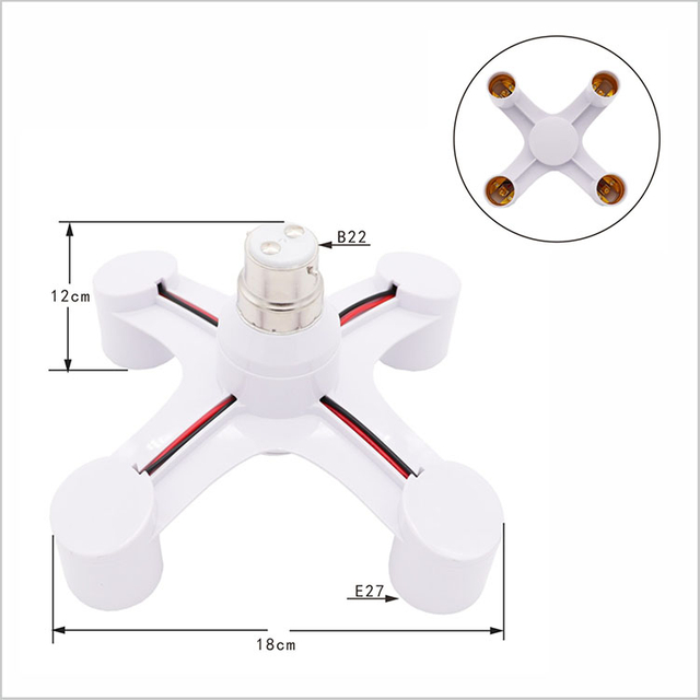 Wholesale B22 to Three-head Conversion Lamp Holder B22 to 2E27 3E27 4E27 5E27 7E27 Lamp Holder light base socket