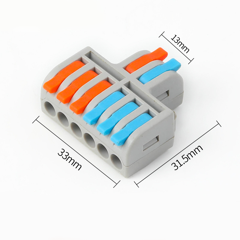 Mini Size 2 in 4 Out 3 in 6 Out Lever Nut Spring Wiring 32A High Current Junction Box Power Cable Spliter Fast Terminal Block Connector DF-42 DF-63