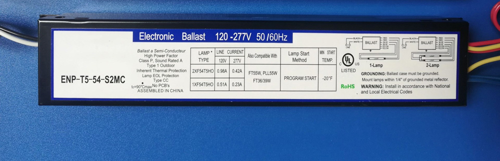 T5 54w Electronic Ballast Ul Electronic Fluorescent Ballast with Wire