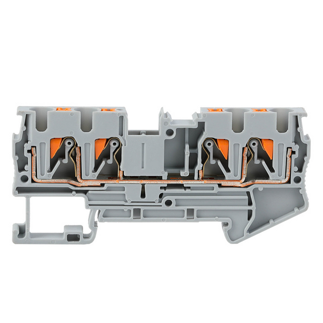PT4 QUATTRO Two in Two Out Spring Plug-in Terminal Block Replace Phoenix Tool Free Push Button NS35 Din Rail Terminal Connector