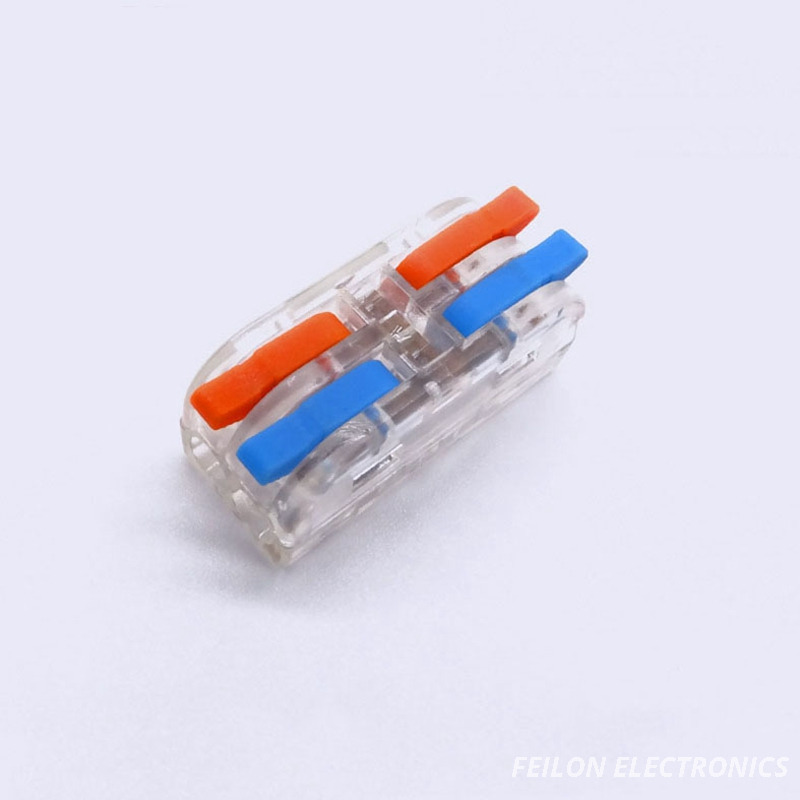 DIY PCT-2-2M Transparent Mini Size 2-Way 2-Outlet Terminal Block Soft/Hard Wire Quick Connector Junction Box Terminal Connector