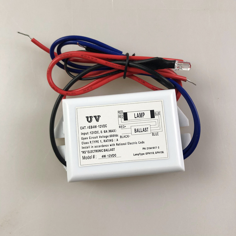 DC12V 4W uv light ballast wiring for GPH118 GPH136 12v dc uv ballast