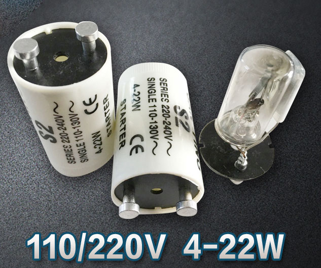 S2/FS-22/FS-2P FLUORESCENT STARTERS 4-22W Series 220-240V/Single 110-130v CE Ceritificated