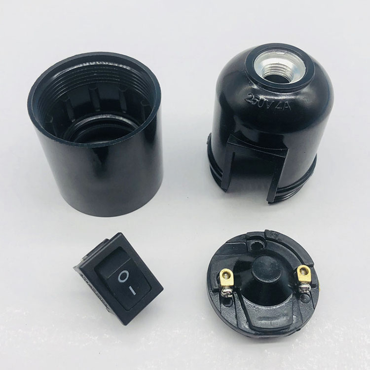E27 Black Bakelite Lamp Holder with Button Switch DIY Lamp Holder Chandelier Lamp Holder